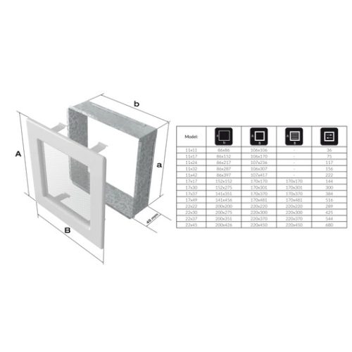 RUSTICAL KANDALLÓ SZELLŐZŐRÁCS 17x17cm