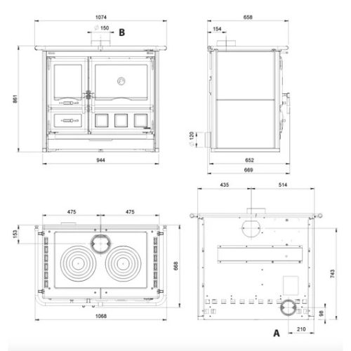 LA NORDICA ROSA XXL 5.0 PETRA ANTRACIT FATÜZELÉSŰ SPARHELT