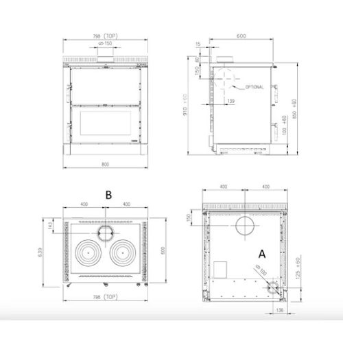 LA NORDICA VERONA XXL FEKETE FATÜZELÉSŰ SPARHELT