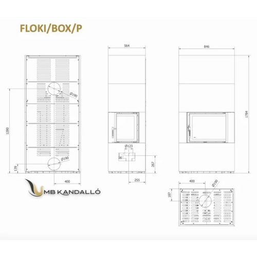 KRATKI FLOKI BOX 8 kW OXIDE MORO KANDALLÓ KŐ BURKOLATTAL JOBBOS