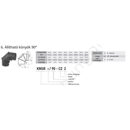 ÁLLÍTHATÓ KÖNYÖK 160MM 90°