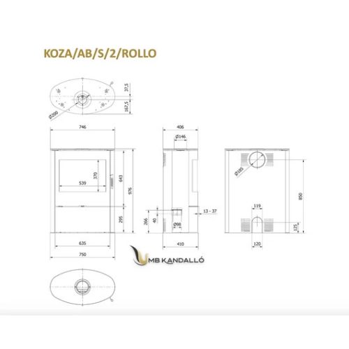 KOZA AB S 2 ROLLO KANDALLÓKÁLYHA