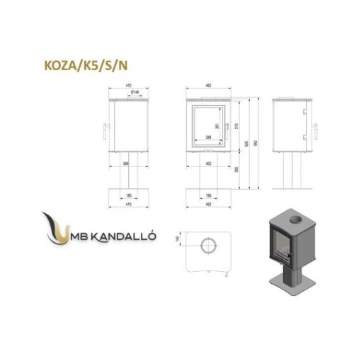 KRATKI KOZA K5 S KANDALLÓKÁLYHA LÁBAZATTAL