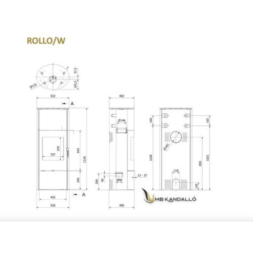 KRATKI KOZA ROLLO W BLACK KANDALLÓKÁLYHA