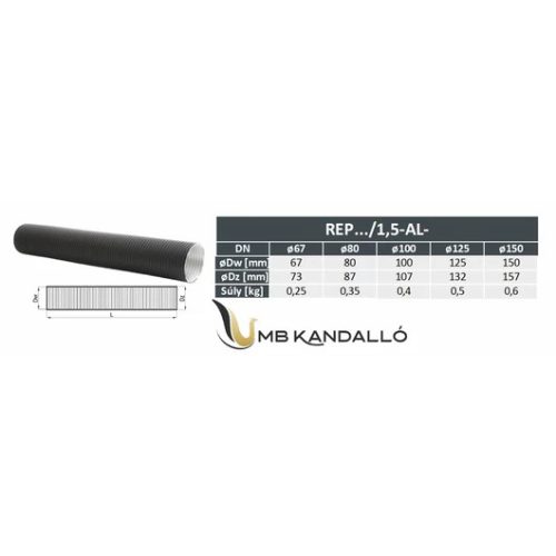FEKETE FLEXIBILIS CSŐ KÜLSŐ LEVEGŐHÖZ 150 MM/1,5M
